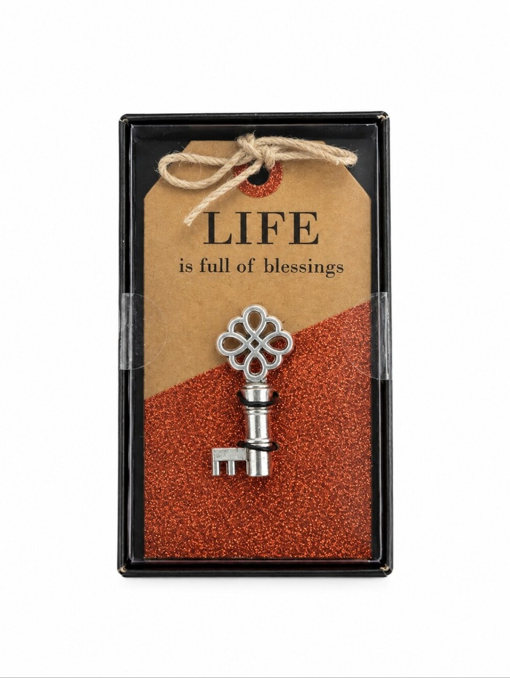 5/$25 Cardboard Gift Tag Key Charm Life Is Full of Blessings